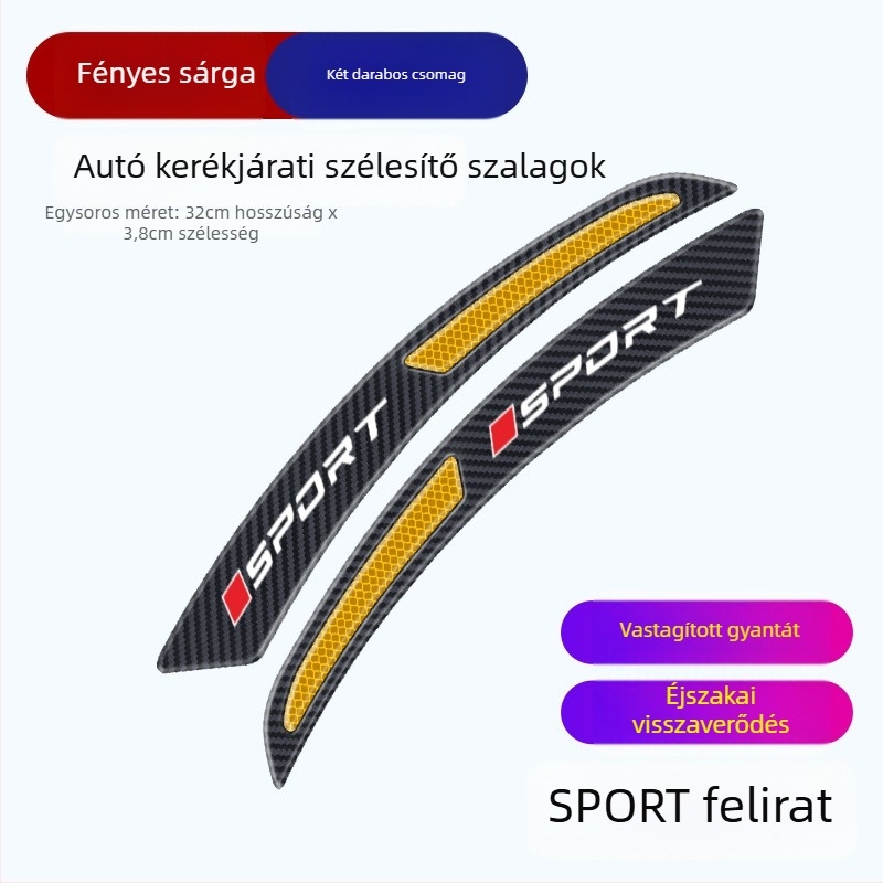 Reflektív kerékív matrica – ütközésvédő ragasztó, univerzális illeszkedés, modell Wheel Eyebrow 001, anyag: TPE, származás: Guangdong