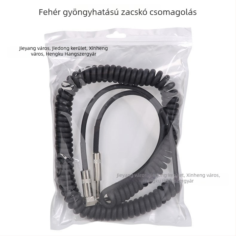 6,3/6,35/6,5 mm hangkábel rugós típusú egyenes végződéssel elektromos gitárhoz, PVC-vel bevont rézmaggal, modell 635, hangszerkapcsolat
