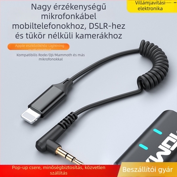 Comton E277 audio kábel, 3,5 mm-től Lightning-ig, aranyozott rézmag, kompatibil iPhone mikrofon és hangkártya