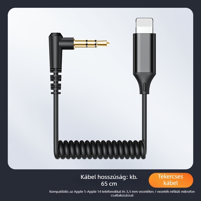 Comton E277 audio kábel, 3,5 mm-től Lightning-ig, aranyozott rézmag, kompatibil iPhone mikrofon és hangkártya