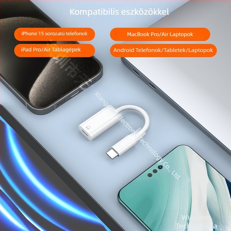 Type-C to Lightning fejhallgató adapter Apple fejhallgatókhoz – Univerzális kompatibilitás