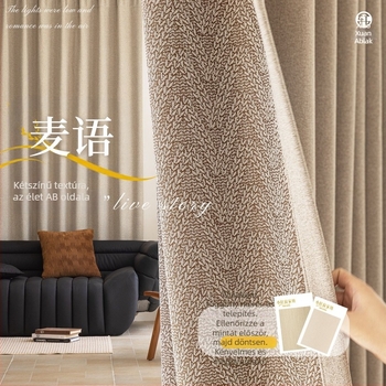 Kétoldalas chenille pamut-linen hálószobai függöny, teljes sötétítés, francia stílus, krém szín