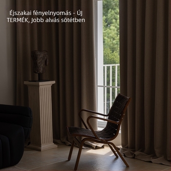 Kétoldalas chenille pamut-linen hálószobai függöny, teljes sötétítés, francia stílus, krém szín