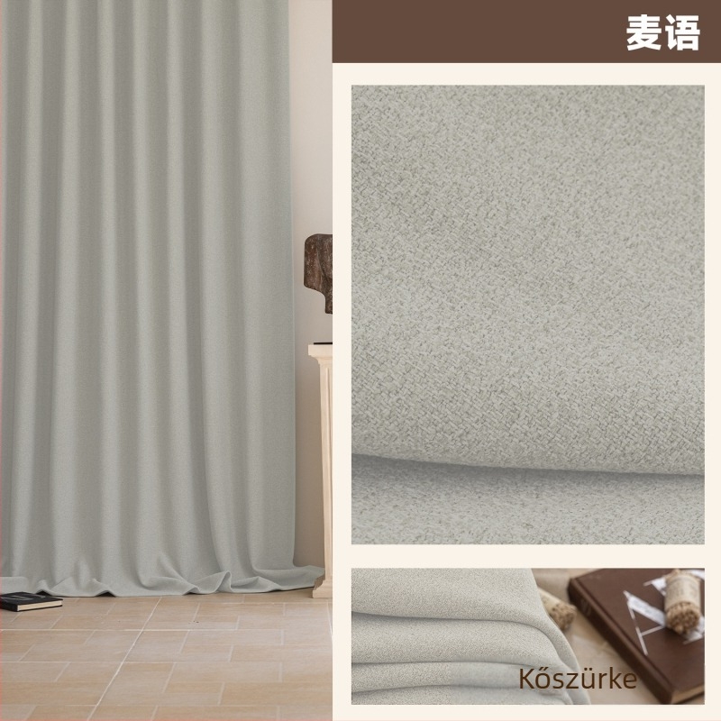 Kétoldalas chenille pamut-linen hálószobai függöny, teljes sötétítés, francia stílus, krém szín