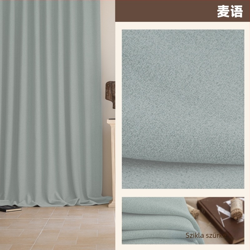 Kétoldalas chenille pamut-linen hálószobai függöny, teljes sötétítés, francia stílus, krém szín