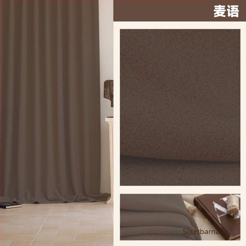 Kétoldalas chenille pamut-linen hálószobai függöny, teljes sötétítés, francia stílus, krém szín