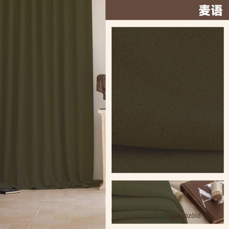 Kétoldalas chenille pamut-linen hálószobai függöny, teljes sötétítés, francia stílus, krém szín