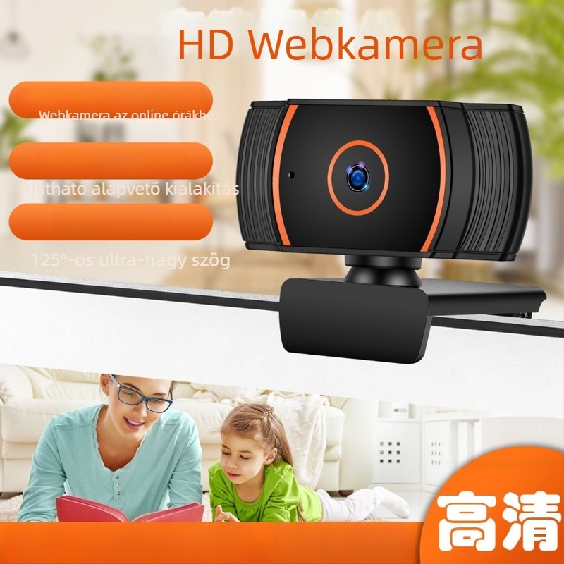 HD számítógépes webkamera autofókusz, USB, beépített mikrofon, 8 MP érzékelő, 1600x1200 @ 30fps, driver nélküli