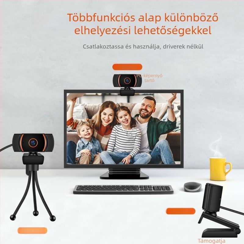 HD számítógépes webkamera autofókusz, USB, beépített mikrofon, 8 MP érzékelő, 1600x1200 @ 30fps, driver nélküli