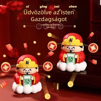 Gazdagság Istene 2025 – fejét mozgató figura autóhoz, aranyos függő talizmán és irodai dekoráció