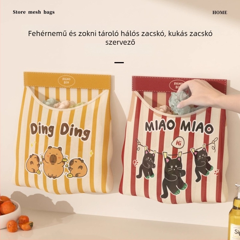 Konyhai falra szerelhető tároló táska – Warp szövésű háló + Velcro, többfunkciós
