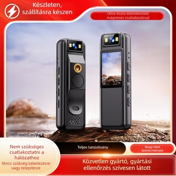 Kézben tartható kültéri HD kamera kijelzővel és mágneses hátsó klipekkel (1080P, forgatható, 30fps, Type-C, beépített mikrofon)