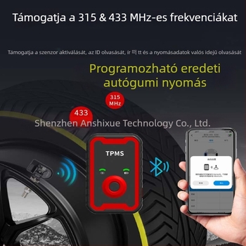 Anbeili Gumiabroncsnyomás-illesztő eszköz – Univerzális szenzor aktiválás/Reset és programozó eszköz, Modell A9, 0–6 bar, Autó/Kamion/SUV, Hordozható, APP-kijelző
