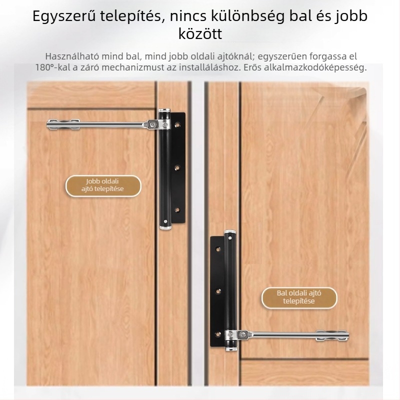 Rozsdamentes acél ajtócsukó, állítható, rejtett a képernyő- és faajtókhoz – modern minimalista stílus