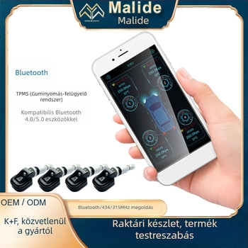 Bluetooth vezeték nélküli, beépített nyomásérzékelő TPMS - abroncsnyomás-figyelő autókhoz és teherautókhoz digitális kijelzővel
