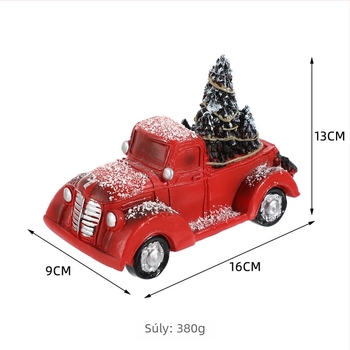 Gyanta karácsonyi dekoráció, rajzfilmszerű figura LED-fénnyel, karting autó motívummal (Anyag: Gyanta; Kategória: Gyanta-alkotások; Stílus: Rajzfilm; Ajándék célokra: Születésnap, Utazási emlékek, Partik)
