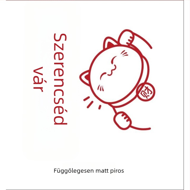 Lift ajtó matrica – Szerencse macska motívum, PVC, teljes test maszkkal, matt felület, dekoratív vinil