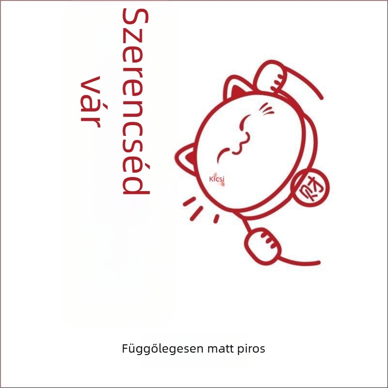 Lift ajtó matrica – Szerencse macska motívum, PVC, teljes test maszkkal, matt felület, dekoratív vinil