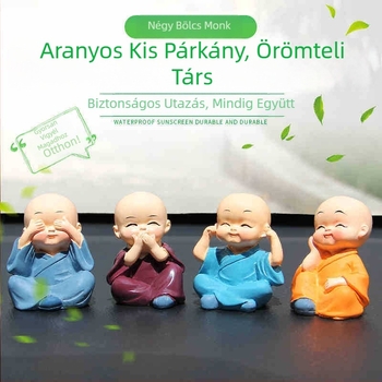 Gyanta Zen négy kis szerzetes autó- és íróasztali dísz | modern stílus, dekoráció, testreszabható, hivatalos magánmárka