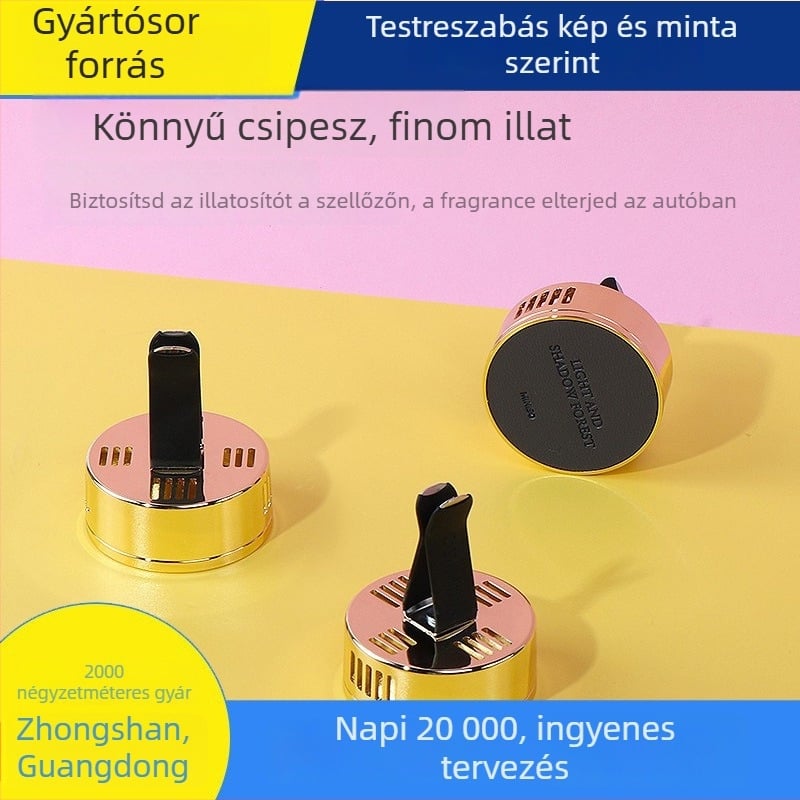 Autós aromaterápiás dekoráció klipsz a levegő kimenetére, fém tartó, jázmin illat, 10–20 ml, 61–90 nap párolgási idő (10–20 ml; 61–90 nap; jázmin; levegőnyílás; fém)