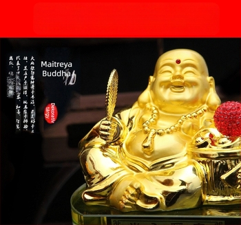 Megújított napelemes illatosító autódísz, nagy arany Buddha belső dekoráció