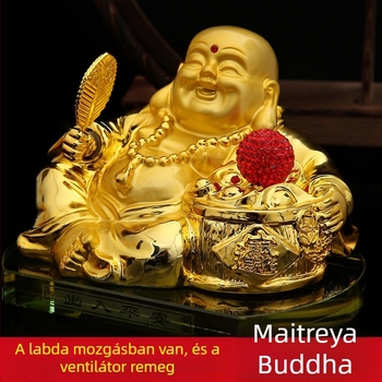 Megújított napelemes illatosító autódísz, nagy arany Buddha belső dekoráció