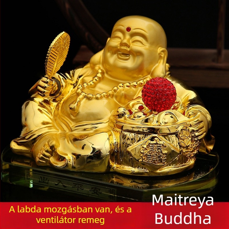 Megújított napelemes illatosító autódísz, nagy arany Buddha belső dekoráció