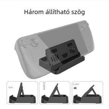 Steam Deck állítható alap-tartó 6 csúszásgátló matricával és hűtőnyílásokkal (Márka: PGTECH; Modell: Steam Deck; Anyag: ABS+PVC; Súly: 176 g)