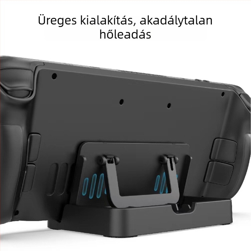 Steam Deck állítható alap-tartó 6 csúszásgátló matricával és hűtőnyílásokkal (Márka: PGTECH; Modell: Steam Deck; Anyag: ABS+PVC; Súly: 176 g)