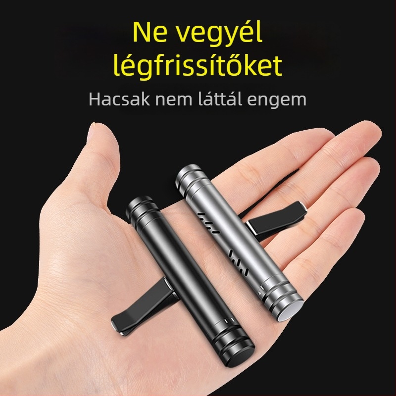 Autó illatosító illatpálca a légkivezetőre rögzíthető, fém mini dekorációval, klipszes kivitel, musk és citrom illattal