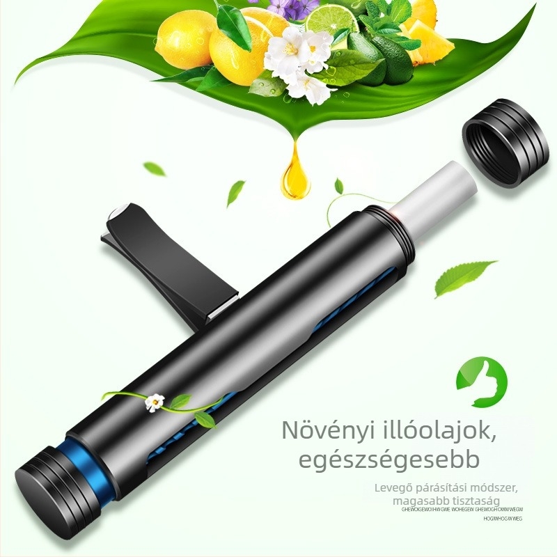 Illatklipsz autó légcsatornához – fémes parfüm tartó, tömör illatmag, forgó vezérlés, cinkötvözet, virágos illat