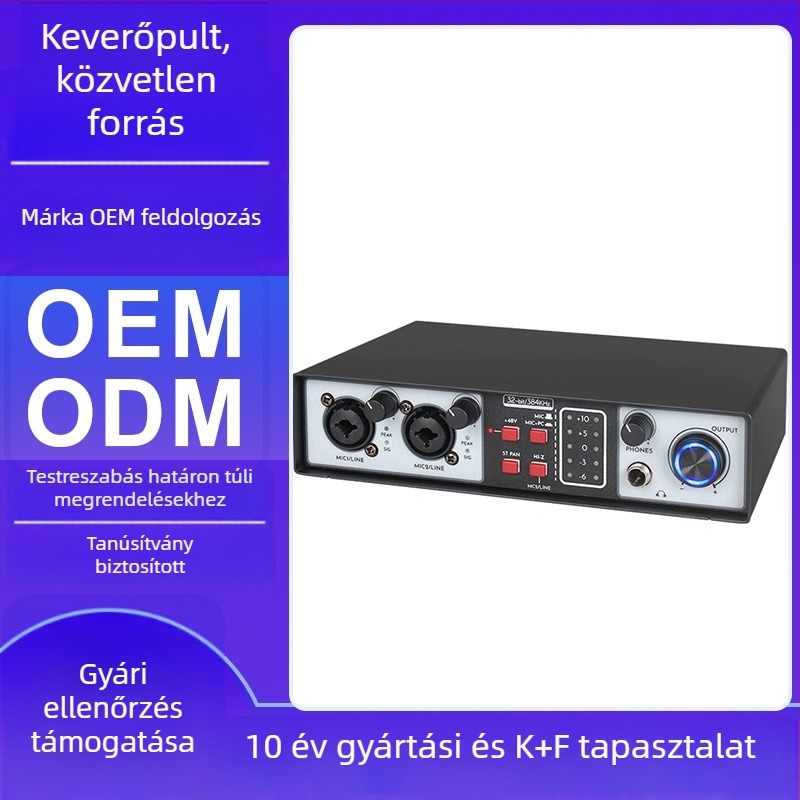 Külső USB-s hangkártya keveréshez és felvételhez — számítógéphez, élő adás és karaoke, hangszer zajcsökkentés