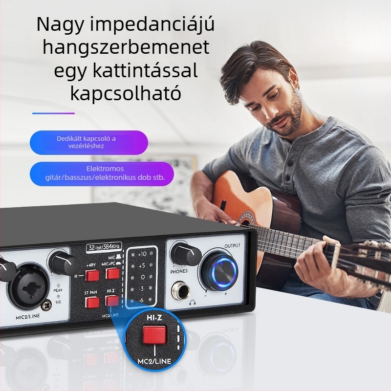 Külső USB-s hangkártya keveréshez és felvételhez — számítógéphez, élő adás és karaoke, hangszer zajcsökkentés