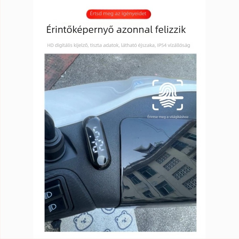 Motorkerékpár digitális óra elektromos járművekhez | ragasztóval történő rögzítés | 24 órás kijelző | N1 modell