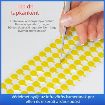 Elő- és hátsó kamera védőfólia, por elleni ragasztó, vastított, ellenálló a magas hőmérsékletnek, egy lap 100 matricával