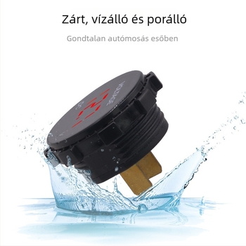LED kijelzős autófeszültségmérő, modell ZH-668B, ABS, 12V, autókhoz és motorkerékpárokhoz