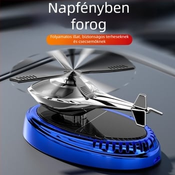 Autó aromaterápiás dísz és parfüm tartó — napelemes, forgó repülőgép belső dekorációhoz, műanyag, óceán illat, nettó tartalom 5 ml alatt, párolgási idő 1–15 nap