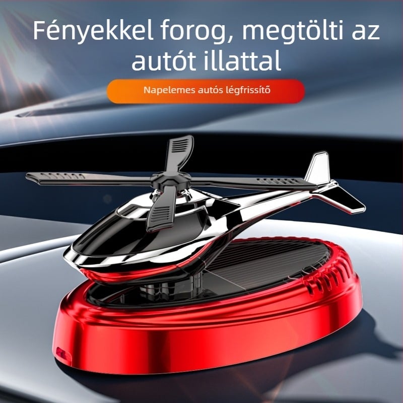 Autó aromaterápiás dísz és parfüm tartó — napelemes, forgó repülőgép belső dekorációhoz, műanyag, óceán illat, nettó tartalom 5 ml alatt, párolgási idő 1–15 nap