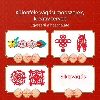 Ablakhoz való papírt kivágó zodiákus dísz, rizspapír, kézműves, kínai stílus, Ló éve
