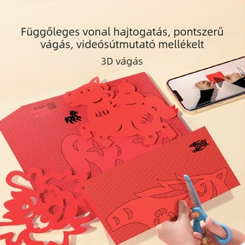 Ablakhoz való papírt kivágó zodiákus dísz, rizspapír, kézműves, kínai stílus, Ló éve
