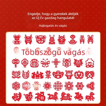 Ablakhoz való papírt kivágó zodiákus dísz, rizspapír, kézműves, kínai stílus, Ló éve
