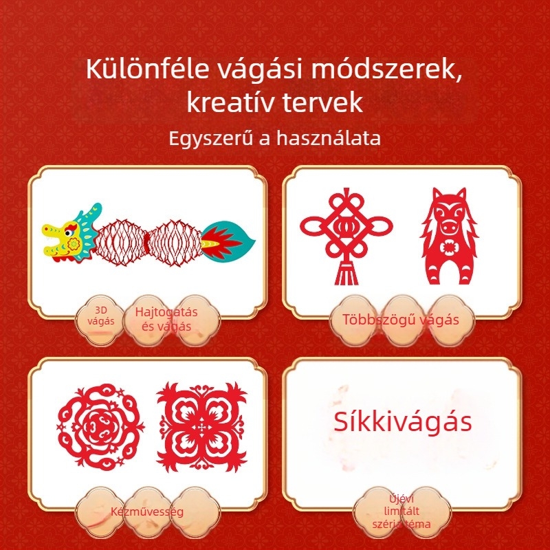 Ablakhoz való papírt kivágó zodiákus dísz, rizspapír, kézműves, kínai stílus, Ló éve