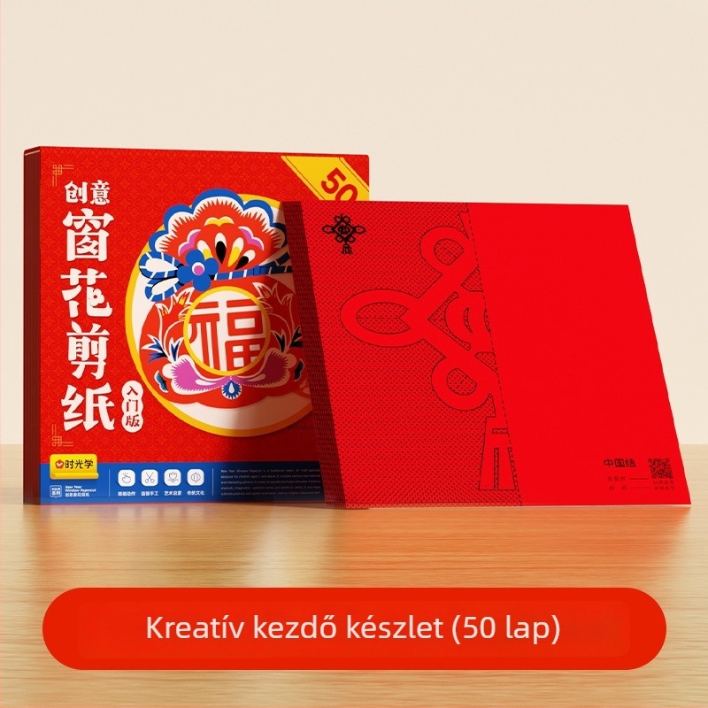 Ablakhoz való papírt kivágó zodiákus dísz, rizspapír, kézműves, kínai stílus, Ló éve