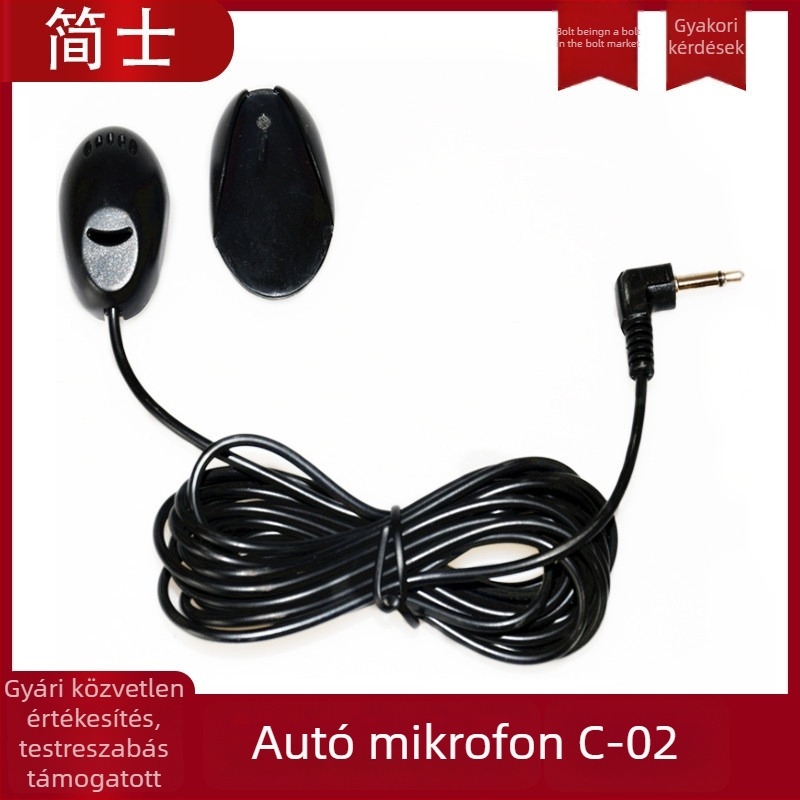 Autóba szerelhető Bluetooth mikrofon ragasztóval rögzített, kondenzátor mikrofon, Bluetooth 2.1, 3 m kábel, frekvenciaválasz 100 Hz–20 kHz, SNR ≥ 70 dB
