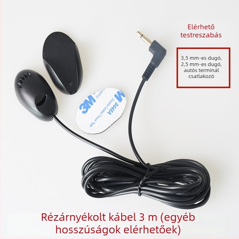 Autóba szerelhető Bluetooth mikrofon ragasztóval rögzített, kondenzátor mikrofon, Bluetooth 2.1, 3 m kábel, frekvenciaválasz 100 Hz–20 kHz, SNR ≥ 70 dB