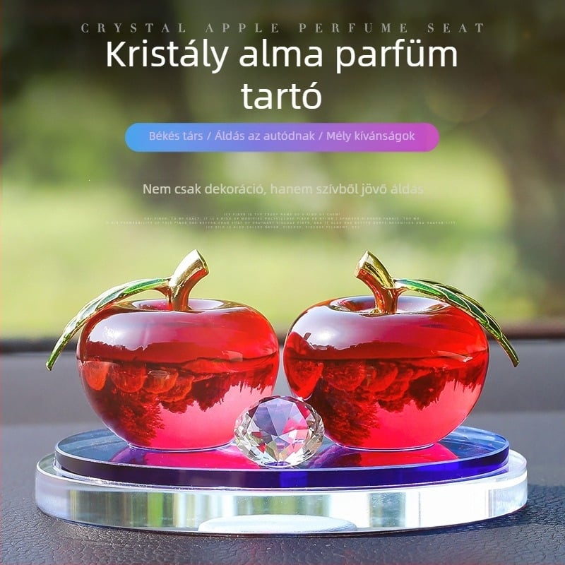 Luxus kristály autóparfüm tartó fényes felülettel — almás illatú diffúzor dekoráció az autó belsőteréhez