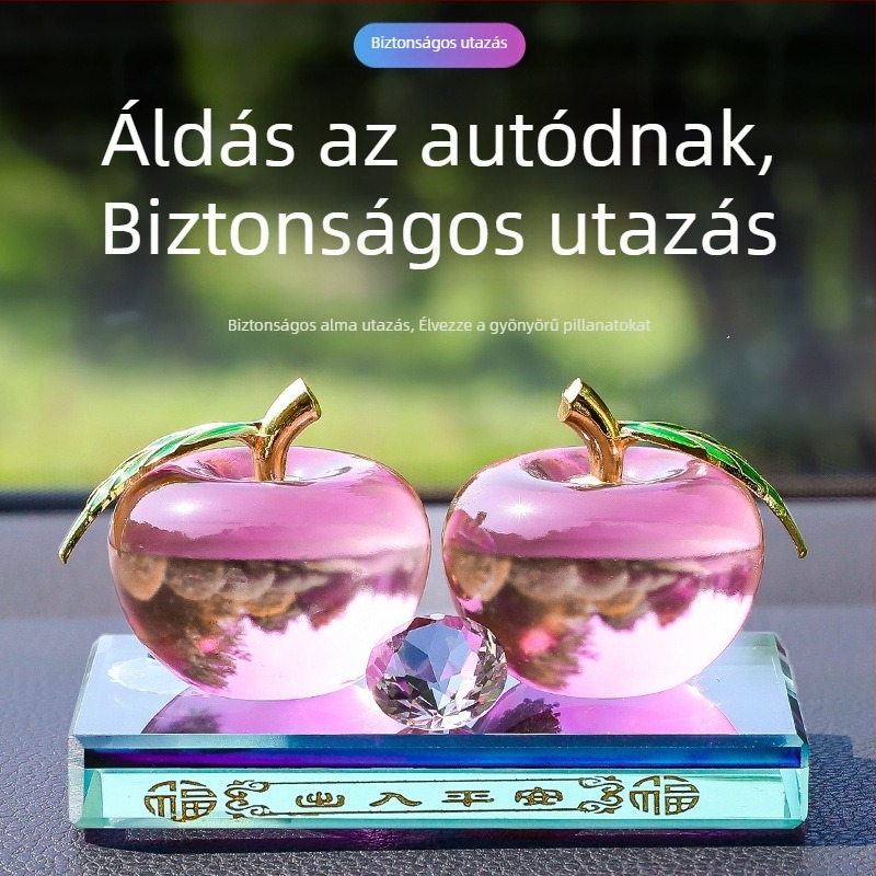 Luxus kristály autóparfüm tartó fényes felülettel — almás illatú diffúzor dekoráció az autó belsőteréhez