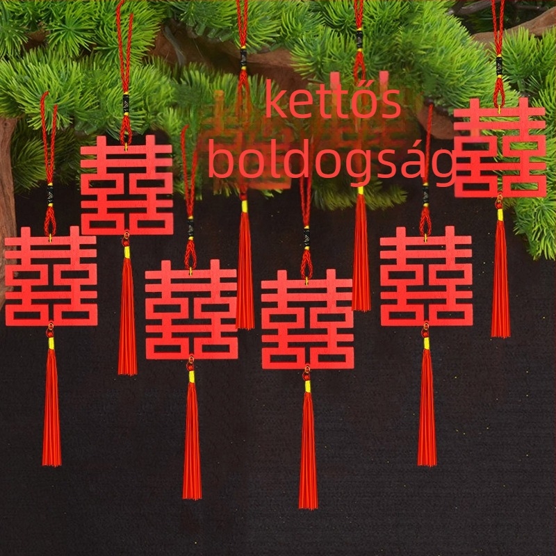 Fából készült esküvői bonsai függő dekoráció – párnak szánt ajándék