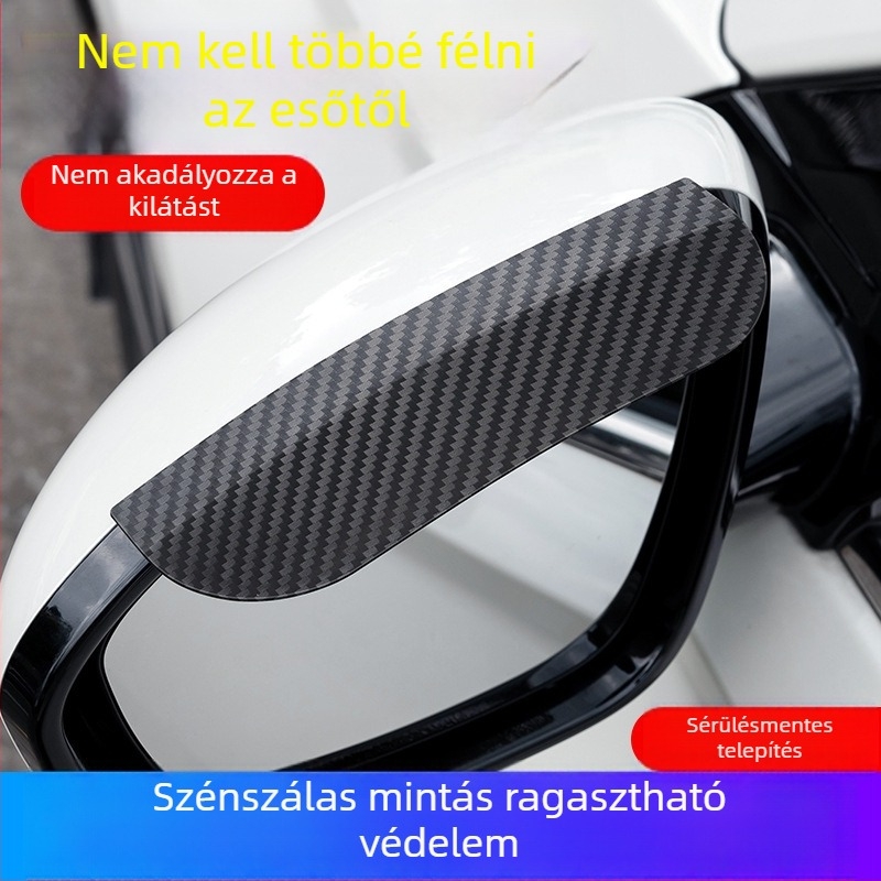 Autó hátsó tükör esővédő – Smooth PVC, telepítés snap-on, testreszabás elérhető, csomagolás 500 pár