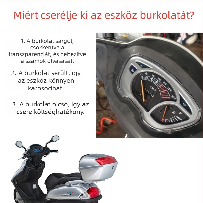 HJ125T-10 modell, átlátszó műszerfal burkolat női robogóhoz
